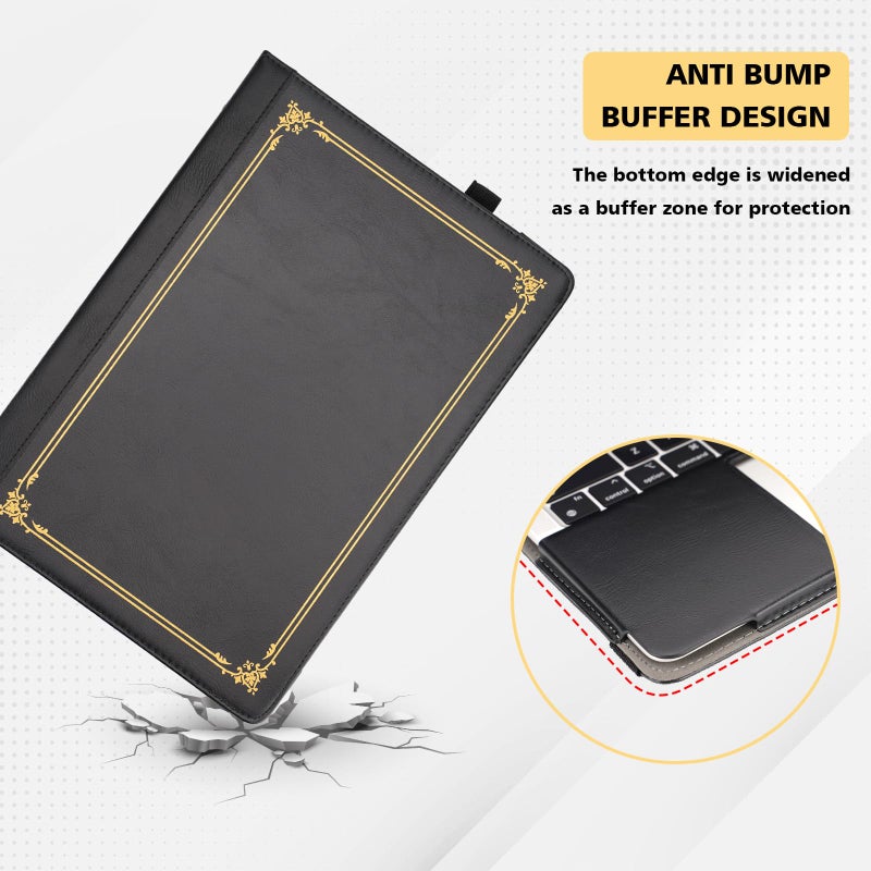 TT TYTX TYTX Compatible with MacBook Air Case 13 Inch, PU Leather MacBook Case fits for Model A2337 A2179 A1932 2018 2019 2020 2021, Laptop Cover with Pen Holder, Black - Image 4